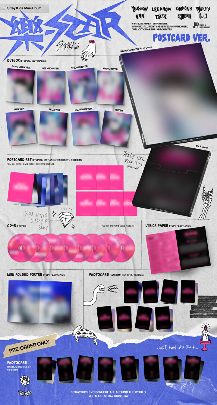 楽天市場】【POSTCARD VER】STRAY KIDS - 樂-STAR MINI ALBUM ストレイ