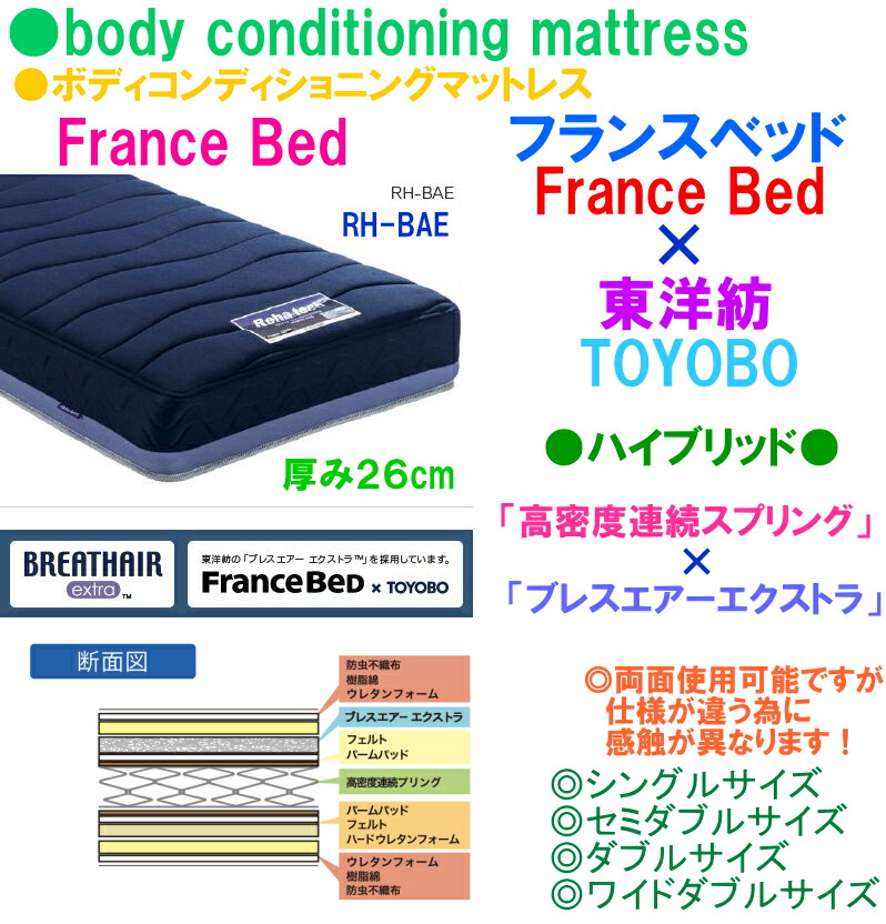 楽天市場】【送料無料】フランスベッド高密度連続スプリング＋東洋紡