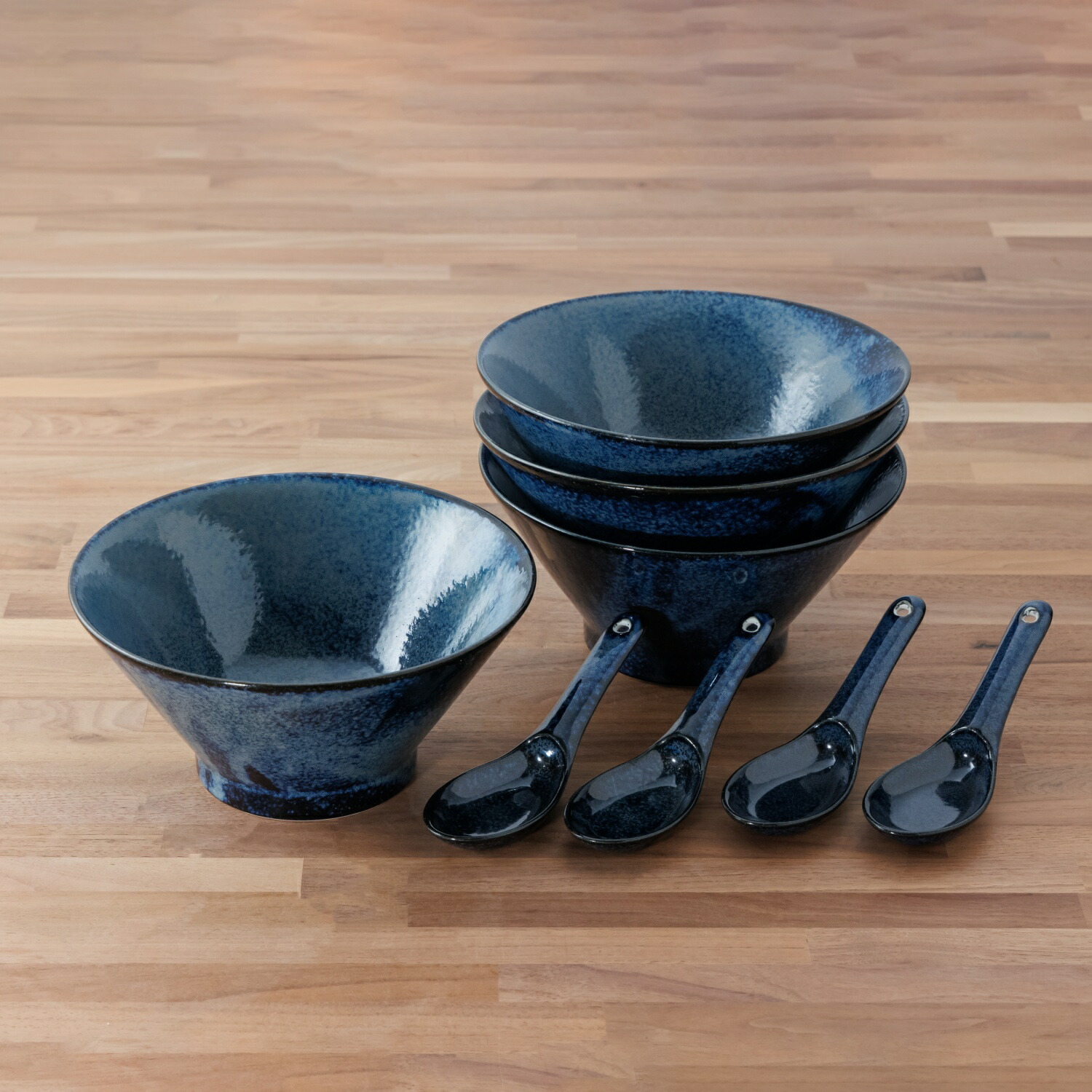 楽天市場】ラーメンどんぶり おしゃれ 切立丼 レンゲ付 4個セット 窯変