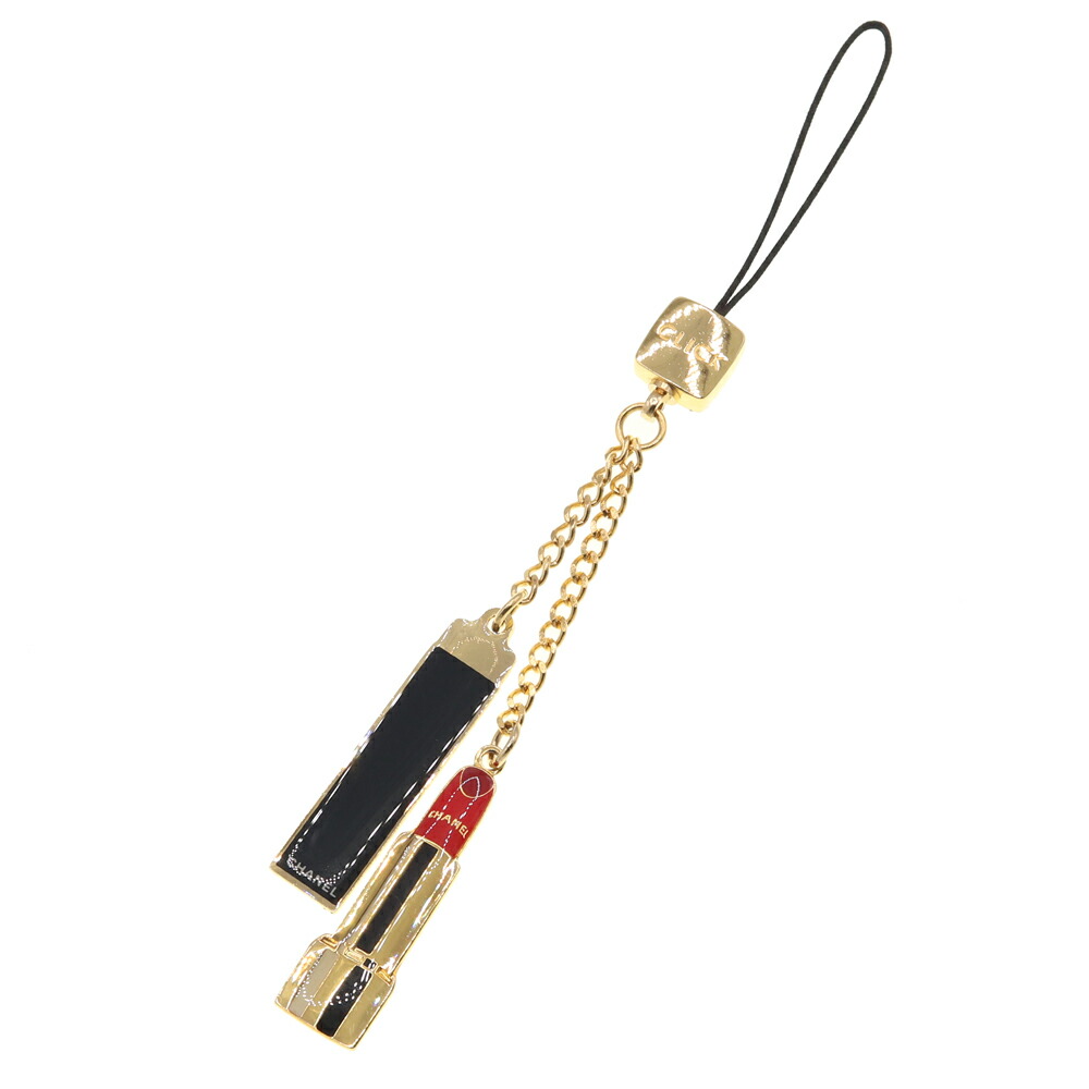 楽天市場】シャネル 携帯ストラップ リップモチーフ ゴールド ブラック