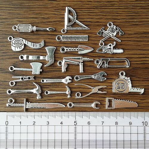 楽天市場】工具 裁縫 チャーム 20個 セット シルバー ミニチュア 金属