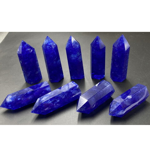 楽天市場】天然石 水晶 練り ブルー ポイント 六角柱 置石 開運 原石