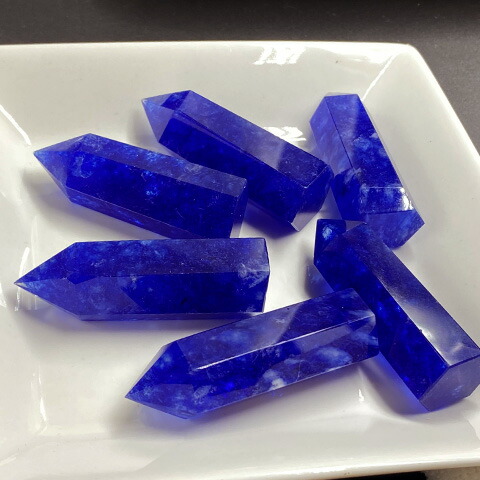 楽天市場】天然石 水晶 練り ブルー ポイント 六角柱 置石 開運 原石