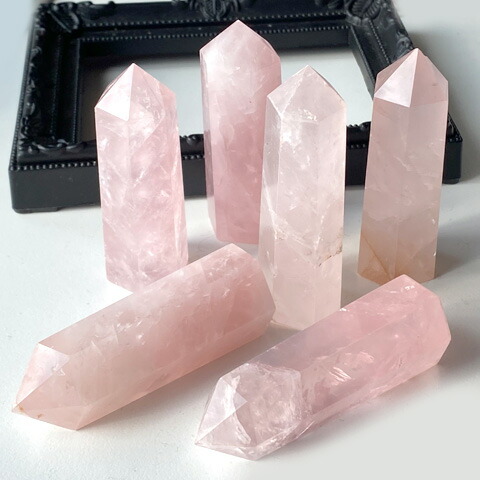 楽天市場】天然石 ローズクォーツ 紅水晶 ポイント 六角柱 置石 開運