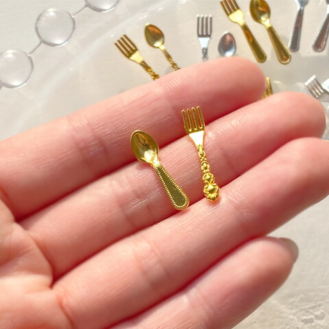 楽天市場】ミニチュア 金属 スプーン フォーク カトラリー 8タイプ 各2