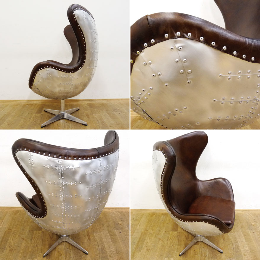 楽天市場】エッグチェア デザイナーズチェア [ブラウン/茶色] 本革