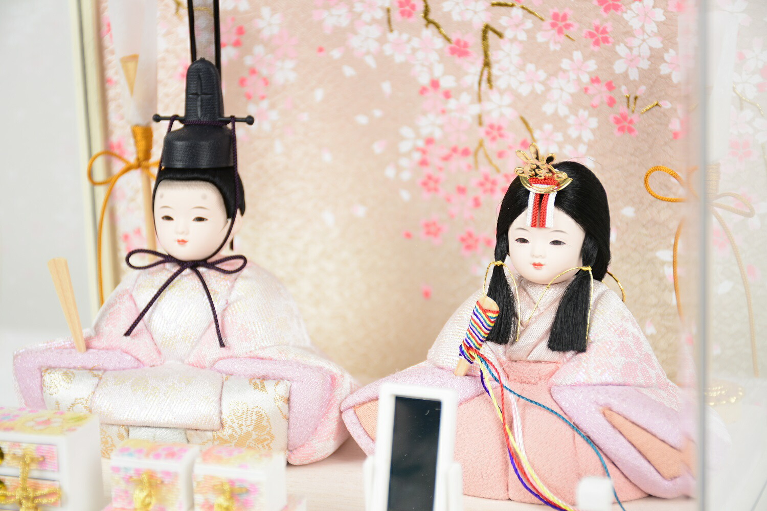 楽天市場】雛人形 コンパクトケース飾り 華福寿 アクリルケース 木目込