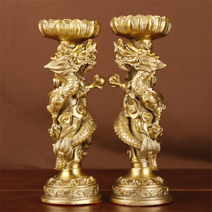 楽天市場】2個セット 燭台 銅製品 ローソク立て 龍 キャンドル