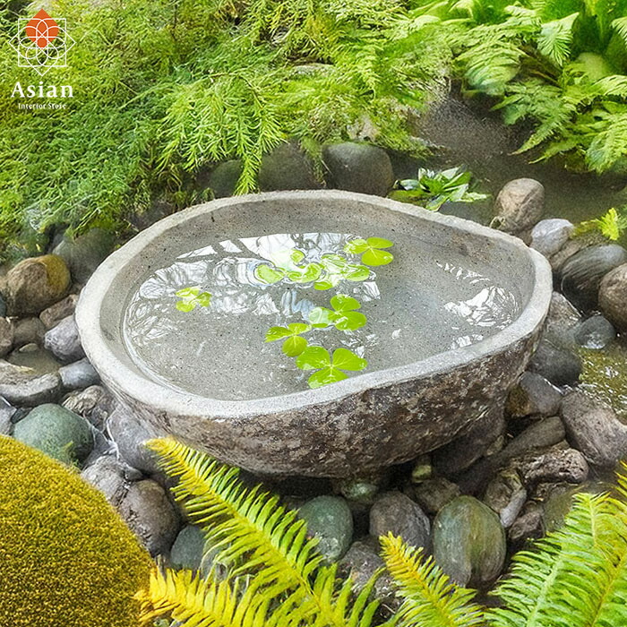 楽天市場】水鉢 石 和モダン （51×38×15cm 19kg No.24）【 睡蓮鉢 大型