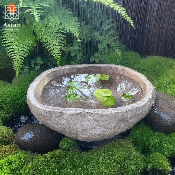 楽天市場】水鉢 つくばい 手水鉢 睡蓮鉢 大型 石 天然石 和風庭園 水盤