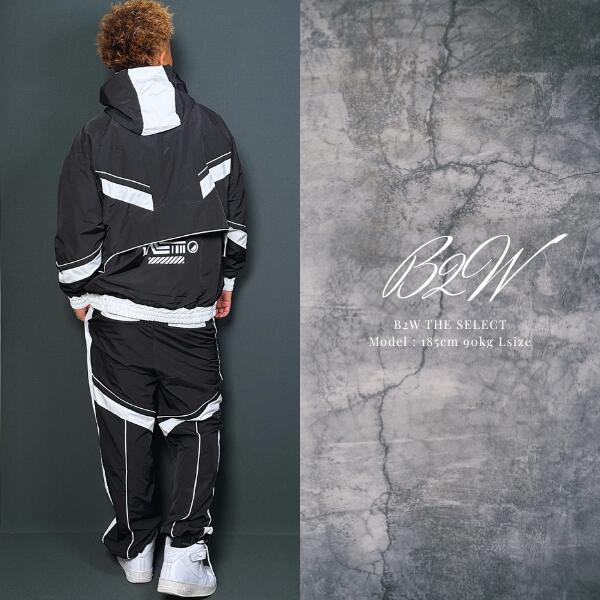 楽天市場】B2W「Nylon Foodie Setup Jacket & Pants Black×White