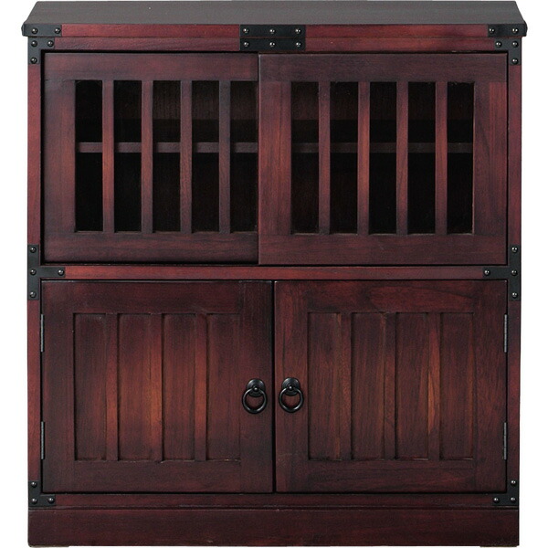 楽天市場】民芸調 水屋 幅67×奥行34.5×高さ70cm 食器棚 カップボード