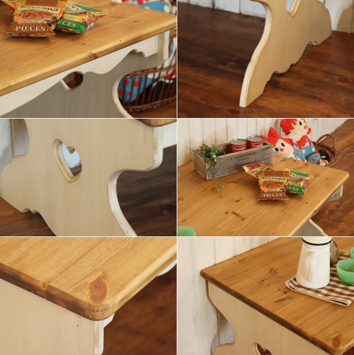 楽天市場】カントリー家具 ローテーブル NC・ハートローテーブル・L