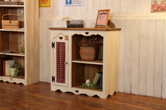 楽天市場】NC カントリー ハート 布扉付き キッチンラック