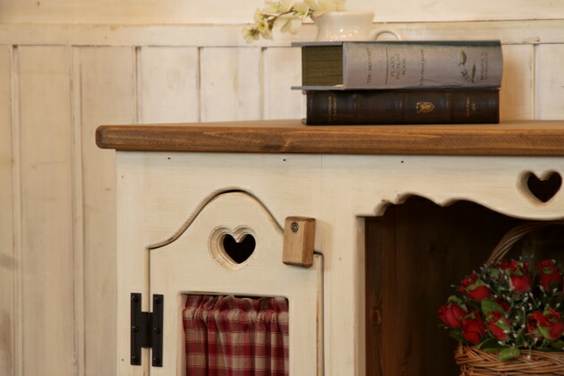 楽天市場】NC カントリー ハート 布扉付き キッチンラック