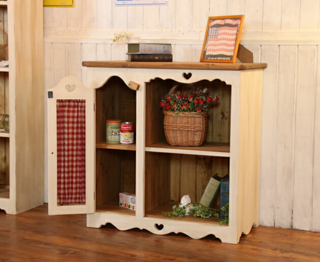 楽天市場】NC カントリー ハート 布扉付き キッチンラック