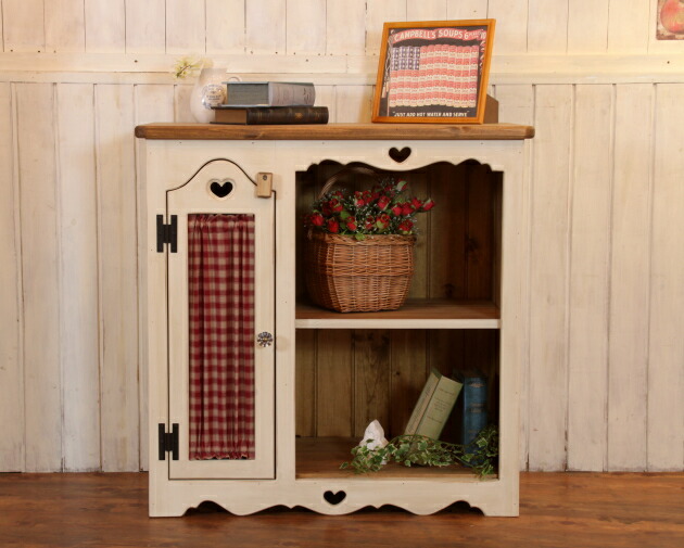 楽天市場】NC カントリー ハート 布扉付き キッチンラック