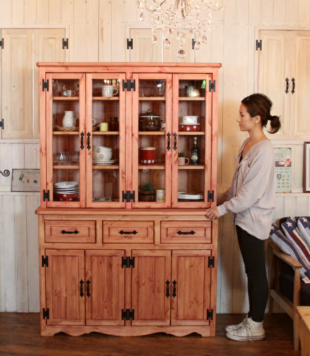 楽天市場】カップボード 幅120 カントリー 家具 日本製 手作り 木 木製