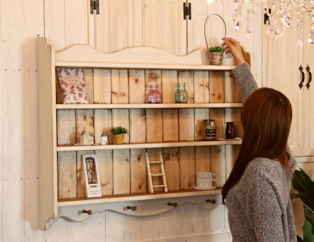 楽天市場】壁掛け カントリー 3段壁掛け シェルフ 壁に付けられる家具