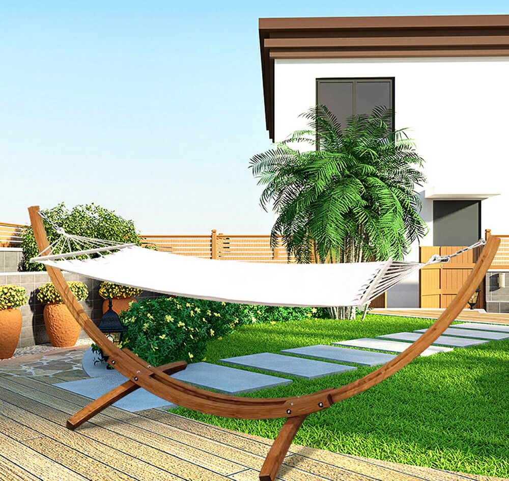 楽天市場】ハンモック 木製スタンド 室内 室外 自立式 ダブル 組み立て