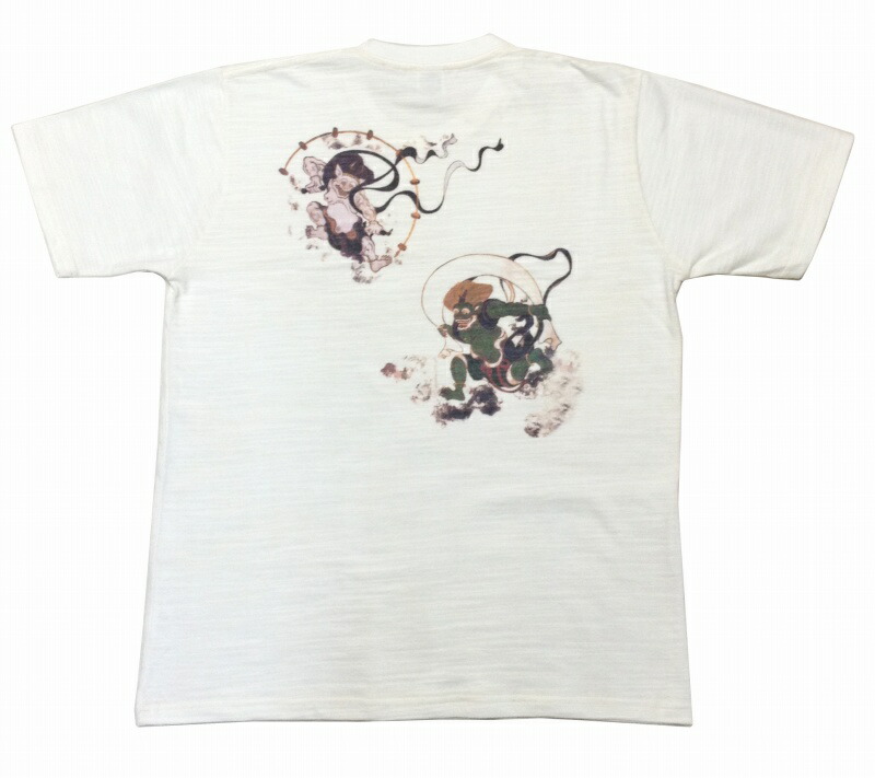 楽天市場】メンズスラブTシャツ 風神雷神 （白) : 作務衣工房 江戸てん