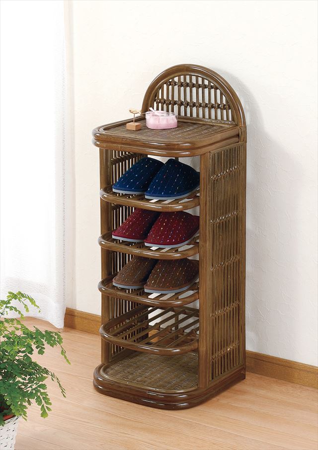 楽天市場】スリッパラック5段タイプ R-295B ブラウン 籐 籐家具