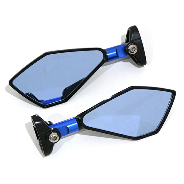 楽天市場】CNC カウルミラー バックミラー ブルー スクエア 左右