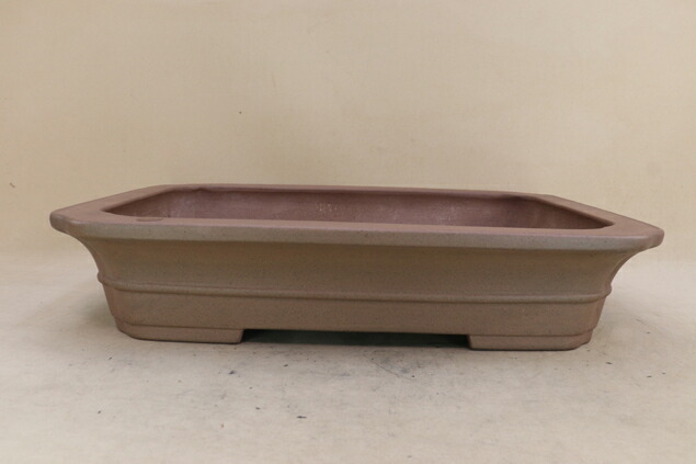 盆栽　鉢　佳山　幅48.5cm 盆栽鉢】 時代鉢 佳山作 紫泥 雲足外縁長方鉢 超大型サイズ（左右56.5