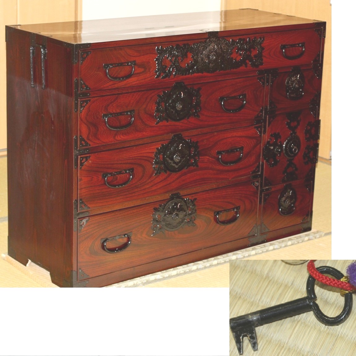 楽天市場】【中古】本物綺麗仙台箪笥の野郎箪笥 サイズW118H87,5D45cm