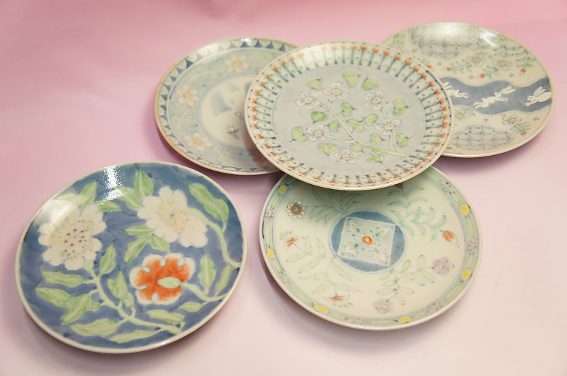 楽天市場】五代 佐藤走波 染錦絵変わり 六寸和皿揃 : 食器のみつはた