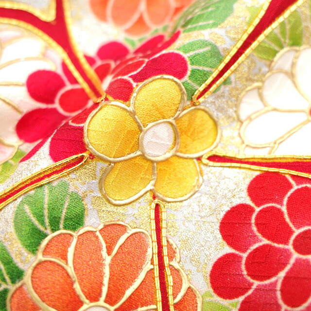 楽天市場】【中古】 振袖 着物 リサイクル 正絹 金駒刺繍 金彩加工