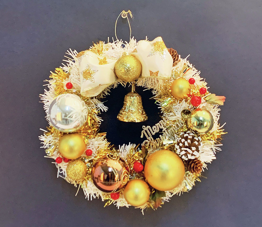 楽天市場】クリスマスリース ゴールド ホワイト 25cm 手作り リース