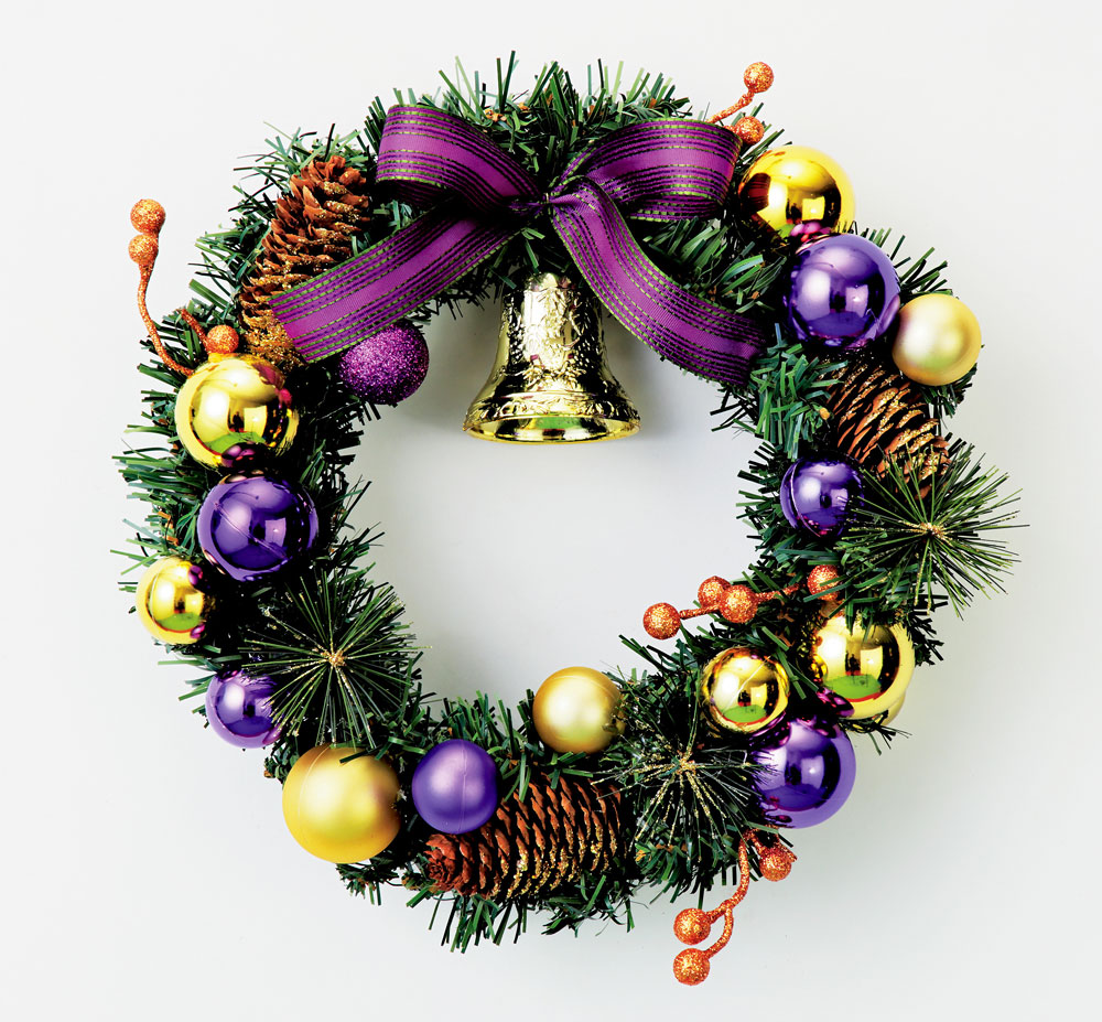 楽天市場】クリスマスリース 松ぼっくり 紫 25cm 手作り リース