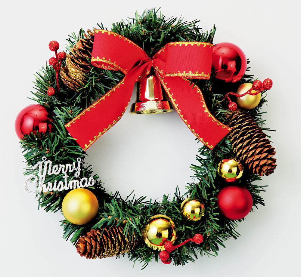 楽天市場】クリスマスリース 松ぼっくり レッド 25cm 手作り リース