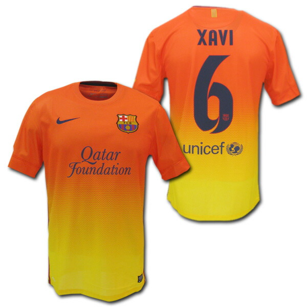 楽天市場】FCバルセロナ 12/13 アウェイ (オレンジx黄) #6 XAVI シャビ