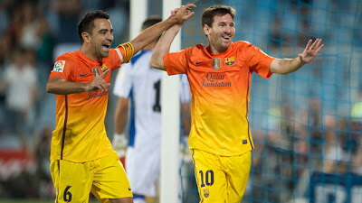 楽天市場】FCバルセロナ 12/13 アウェイ (オレンジx黄) #6 XAVI シャビ