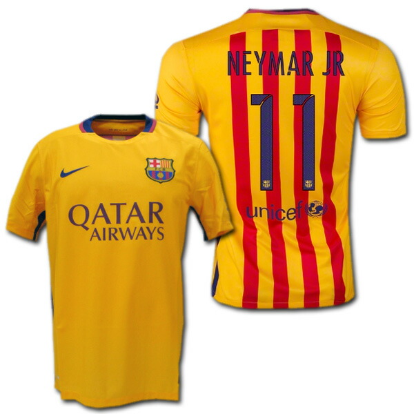 楽天市場】FCバルセロナ 15/16 アウェイ（黄色） #11 NEYMAR JR