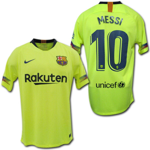 楽天市場】FCバルセロナ 18/19 アウェイ（蛍光黄色） ＃10 リオネル