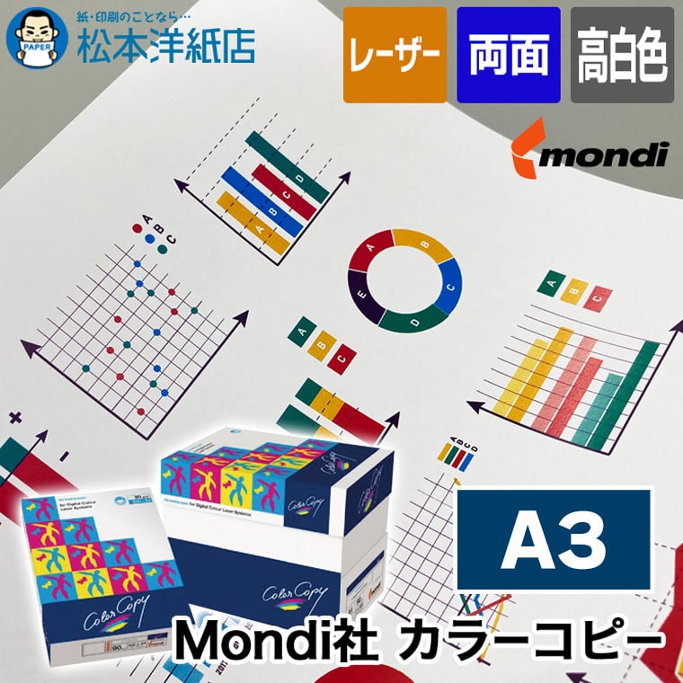楽天市場】Mondi社 カラーコピー A3, 高白色 両面印刷対応