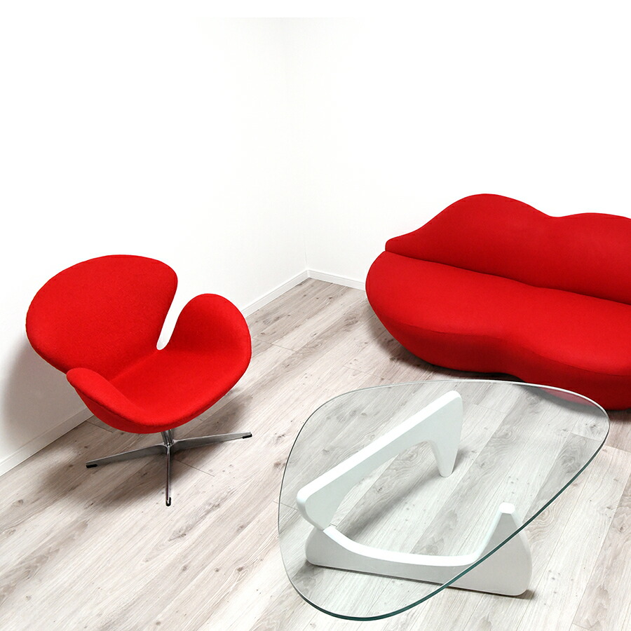 楽天市場】スワンチェア ファブリック仕様 色レッド アルネヤコブセン