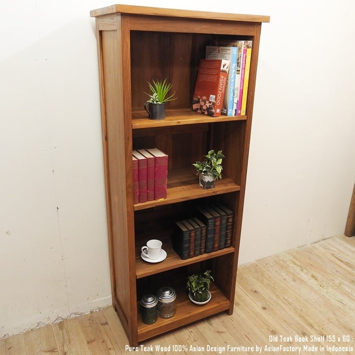 楽天市場】オールドチーク無垢材 本棚 高さ155cm 幅65cm NR ナチュラル