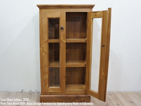 楽天市場】オールドチーク無垢材 ガラスキャビネット2D3R NA