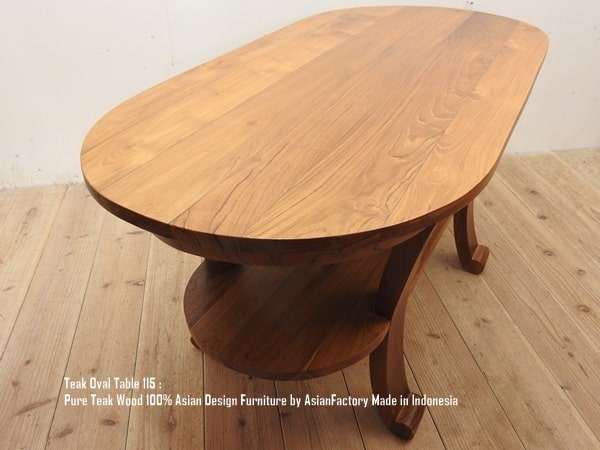 楽天市場】チーク無垢材 オーバルテーブル120cm×60cm NA リビング