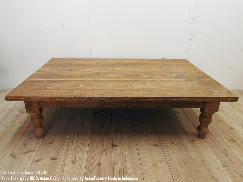楽天市場】オールドチーク無垢材 ローテーブル 幅120cm奥行80cm高さ