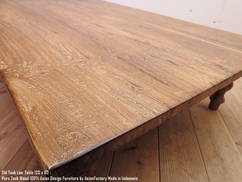 楽天市場】オールドチーク無垢材 ローテーブル 幅120cm奥行80cm高さ