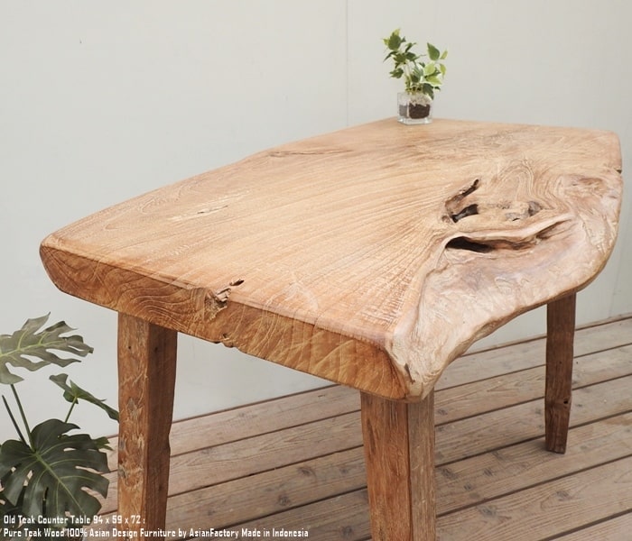 楽天市場】オールドチーク カウンターテーブル 幅94cm × 奥行59cm × 高