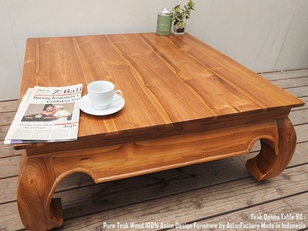 楽天市場】アジアンテーブル チーク無垢材 オピウムテーブル 90cm