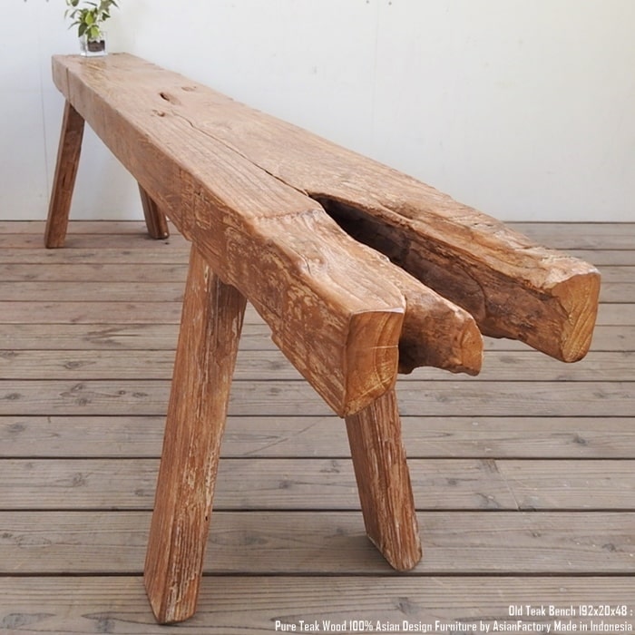 楽天市場】一点物 オールドチークベンチ 192cm 木製 木 おしゃれ 総