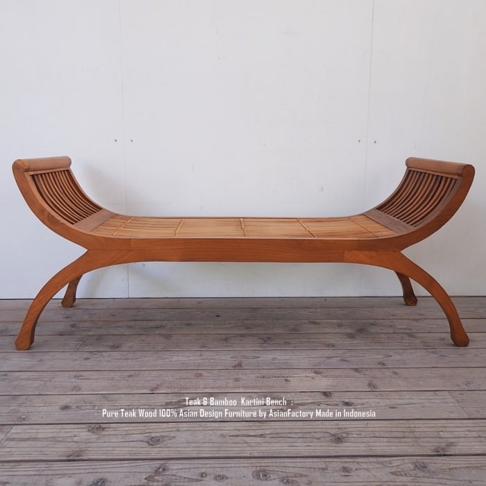 楽天市場】チーク＆バンブー カルティニベンチ ナチュラルブラウン