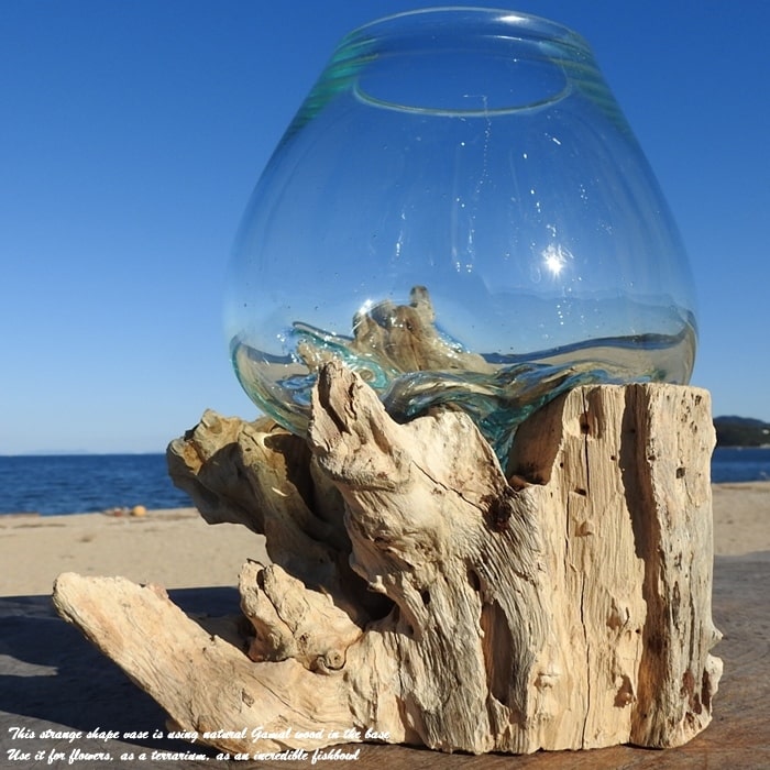 楽天市場】選べる 流木ガラスオブジェ W17 花瓶 アクアリウム